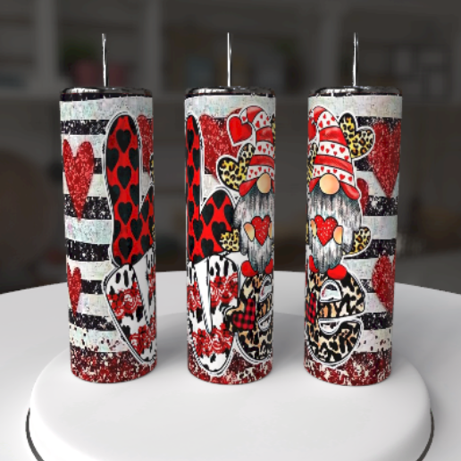 Leopard Print Hearts Gnomes Glitter Red Black White - maryscreationsboutique