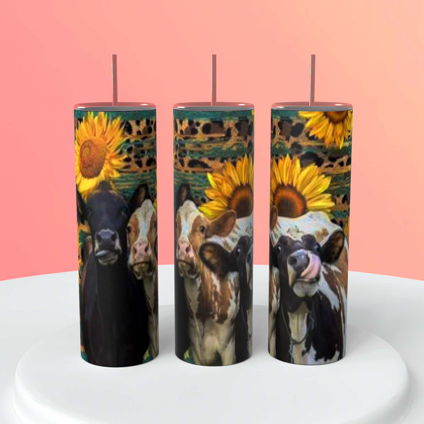 Cows with Sunflower/Lepard Tumbler