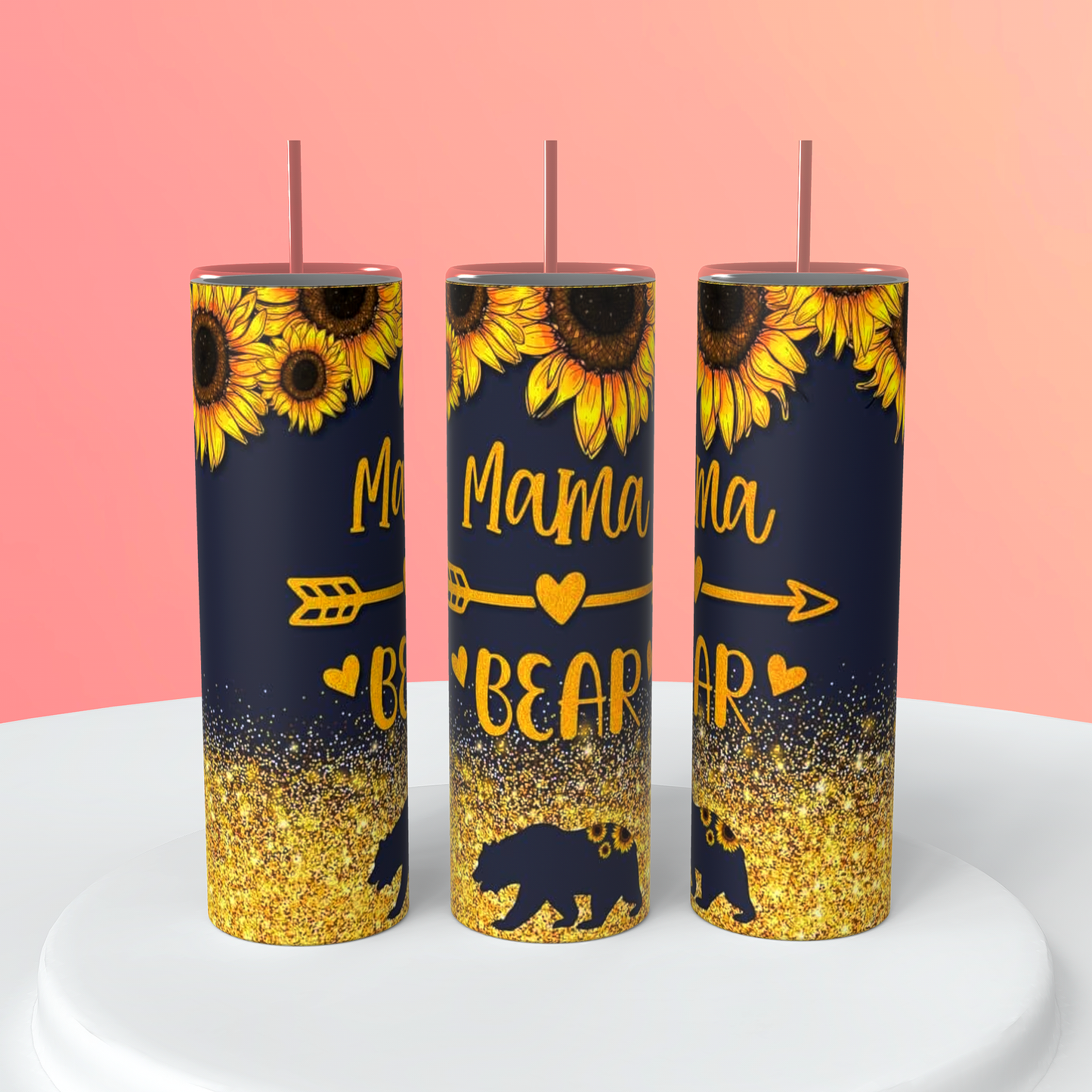 Cute Navy Colored Mama Bear Tumbler