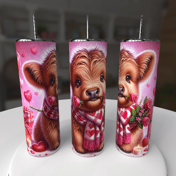 Valentine Cow Tumbler | Cute 20oz Stainless Steel Valentine’s Day Cup | Gift for Her - maryscreationsboutique