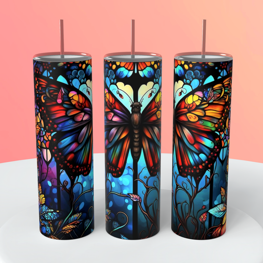 Stained Glass Butterfly Tumbler