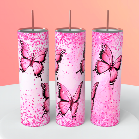 Pink Butterfly Tumbler