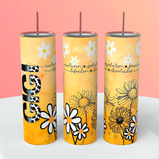 20oz Gigi Daisy Cow Print Floral Tumbler