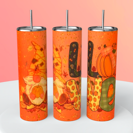 Gnome Love Fall tumbler 20 oz