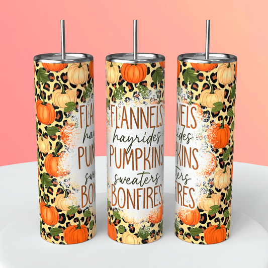 Flannels, Pumpkins, Bonfires Tumbler 20oz