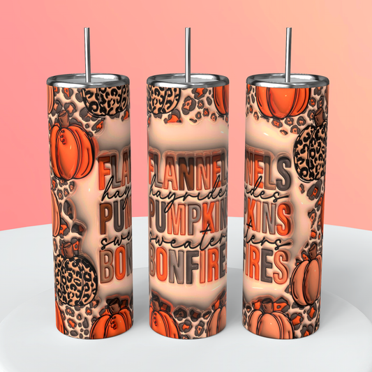 Cute flannel, pumpkin, bonfire tumbler 20oz
