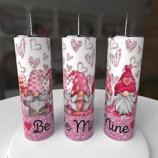 Valentine Gnome 20oz Skinny Tumbler – Be Mine Pink Love Design - maryscreationsboutique