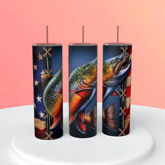 Fish/American Flag Tumbler