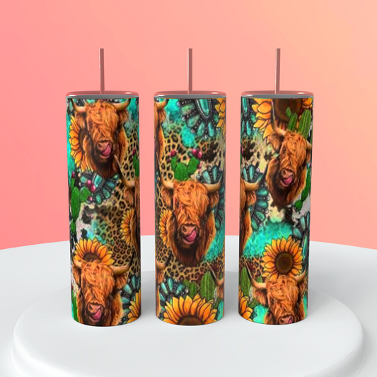 Sunflower Leopard Cow Tumbler