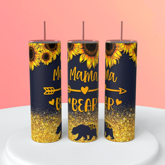 Cute Navy Colored Mama Bear Tumbler