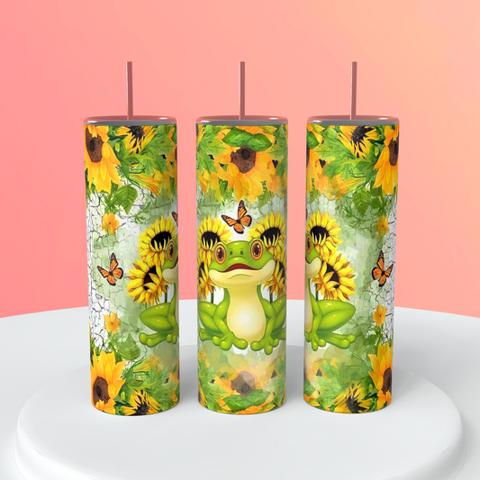 Cute Sunflower Frog Tumbler